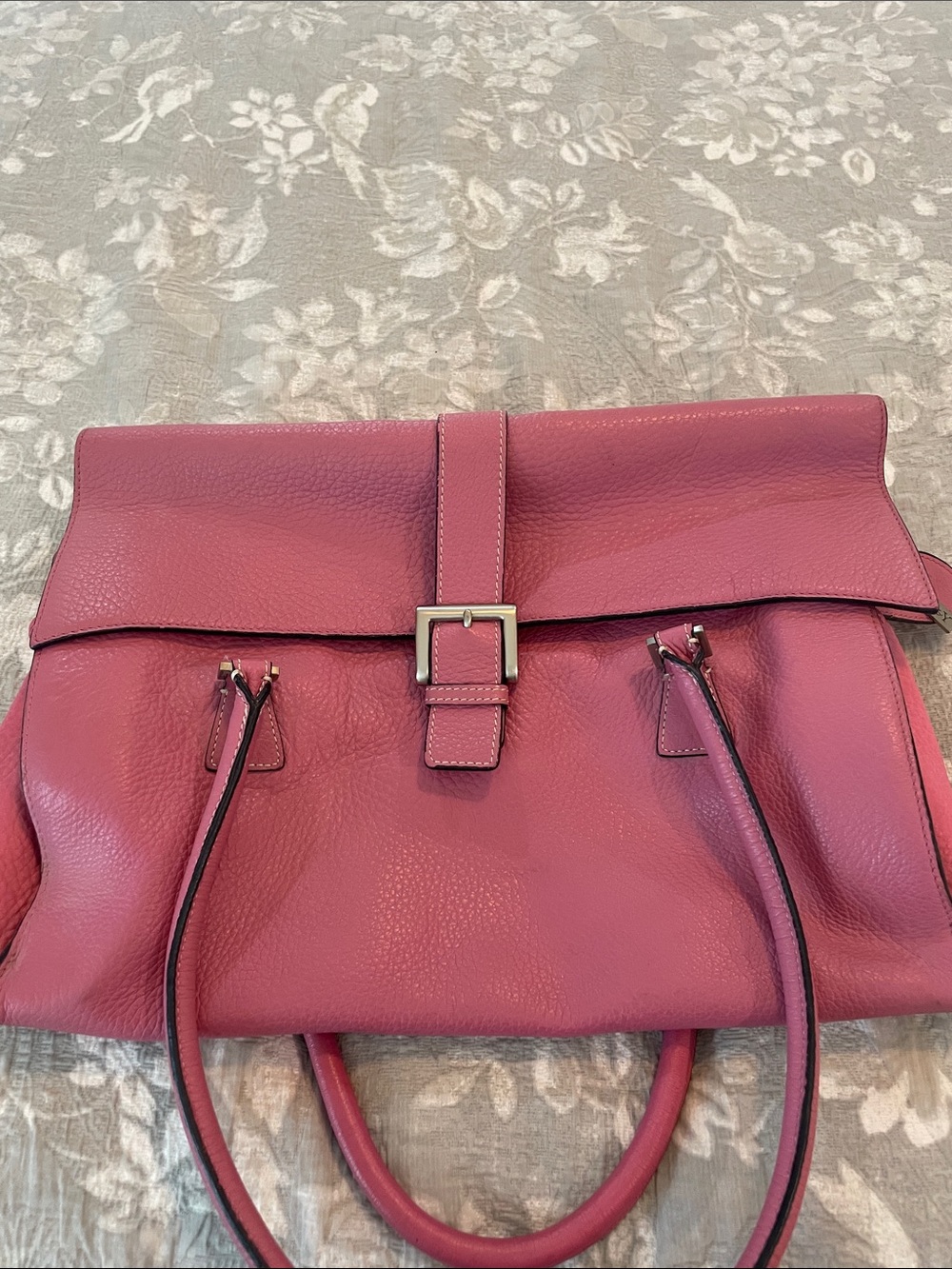 Preston & York Retro Pink Pebbled Large Leather Shoulder Satchel - Picture 4 of 4